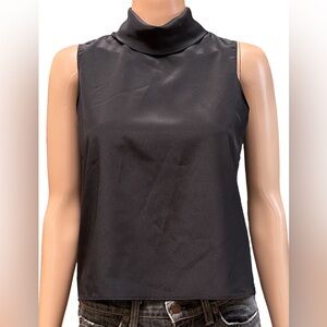 E.Z Town Chic Black Mock Neck Sleeveless Tank Top Small